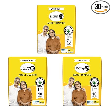 KareIn Overnight Adult Diapers, Large, Waist Size 101-139 Cm (40