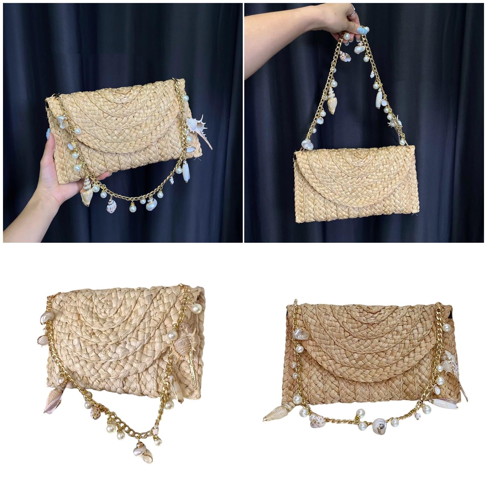Borsa a tracolla contemporanea Borsa sottobraccio in lino cotone con scomparti organizzativi Borsa a tracolla intrecciata a mano elegante per trasporto quotidiano