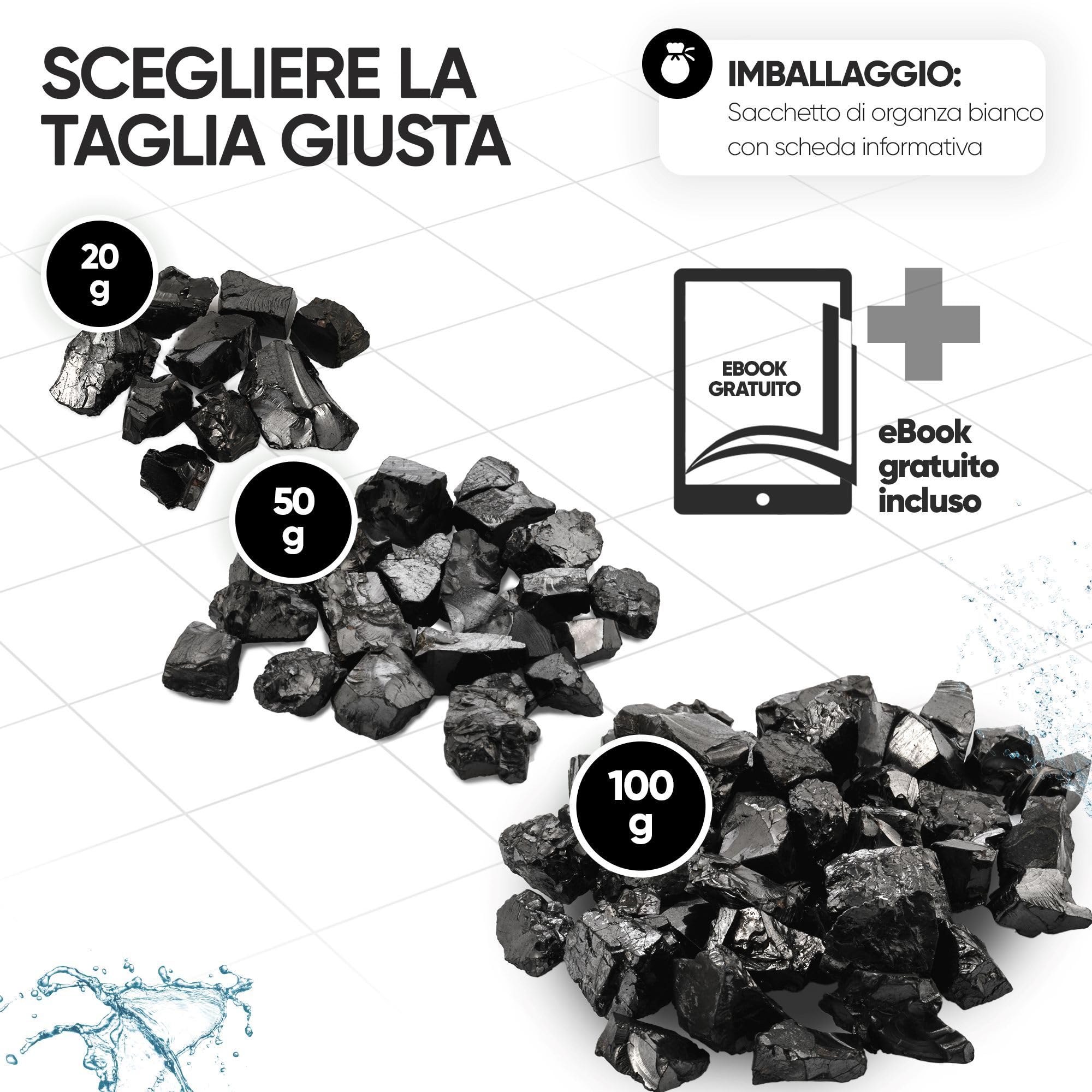 PURAJA Schungite preziosa per il trattamento delle acque, shungite elite, pietre naturali della Carelia, pietre curative per acqua, con certificato