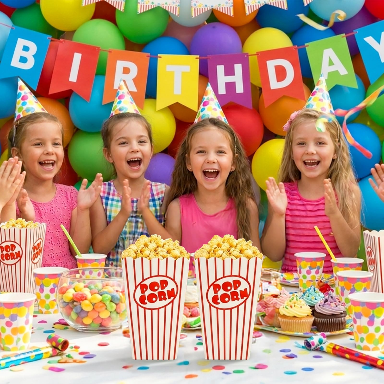 Tebery 100 cajas de palomitas de maíz de papel con apertura superior, rayas rojas y blancas, ideales para cine, carnavales y fiestas