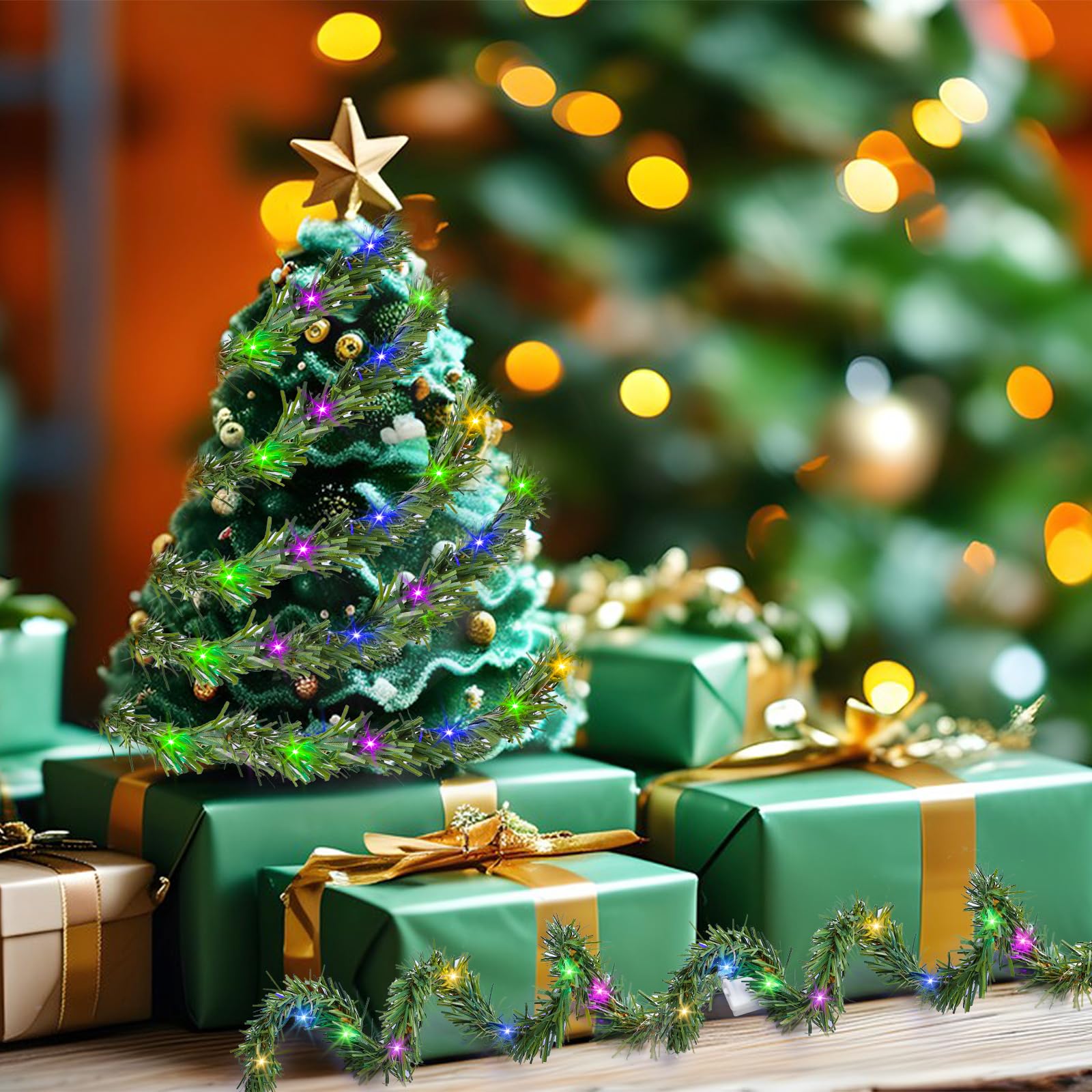 Miniatuur kerstverlichting, 100 cm, accessoires voor poppenhuis, miniatuur led-lichtsnoer, geschikt voor doe-het-zelf kerstdecoraties en cadeaus voor kinderen