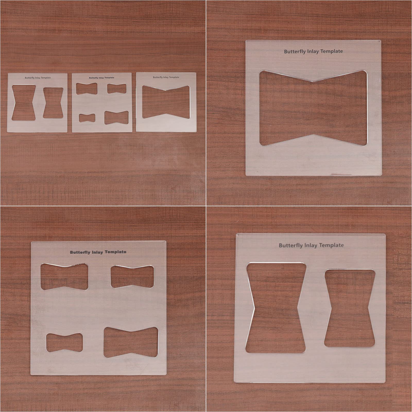 Set di 3 modelli decorativi per lavorazione del legno, motivo farfalla e chiave, 7 in 1, per papillon decorativo