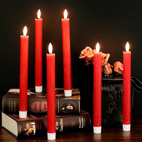 Miniatura 61 de GenSwin Velas cónicas negras sin llama parpadeantes con control remoto de 10 teclas, funciona con pilas, velas LED cálidas con mecha 3D para negro
