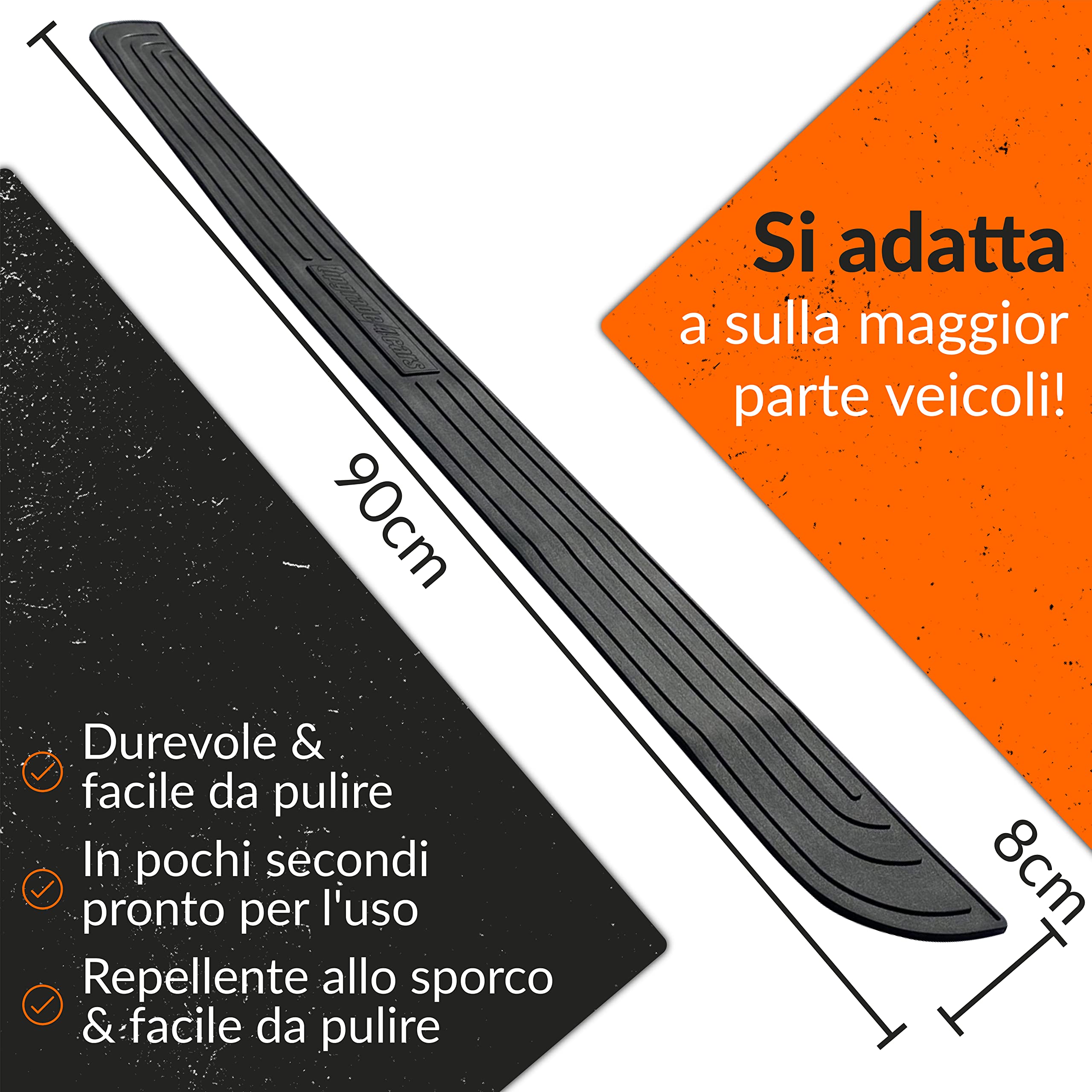 Upgrade4cars Protezione Paraurti Posteriore Auto 89 x 7 cm, gomma, nero "», dal momento che le dimensioni reali del prodotto sono 89 x 7 cm.