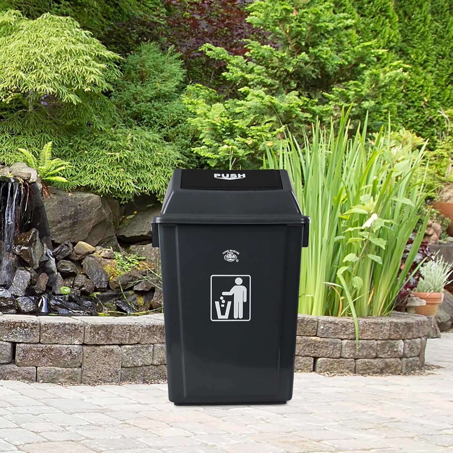 18 Gallon Plastic Garbage Can with Swing Lid, 4 Pack Large Kitchen Trash Can, Grey