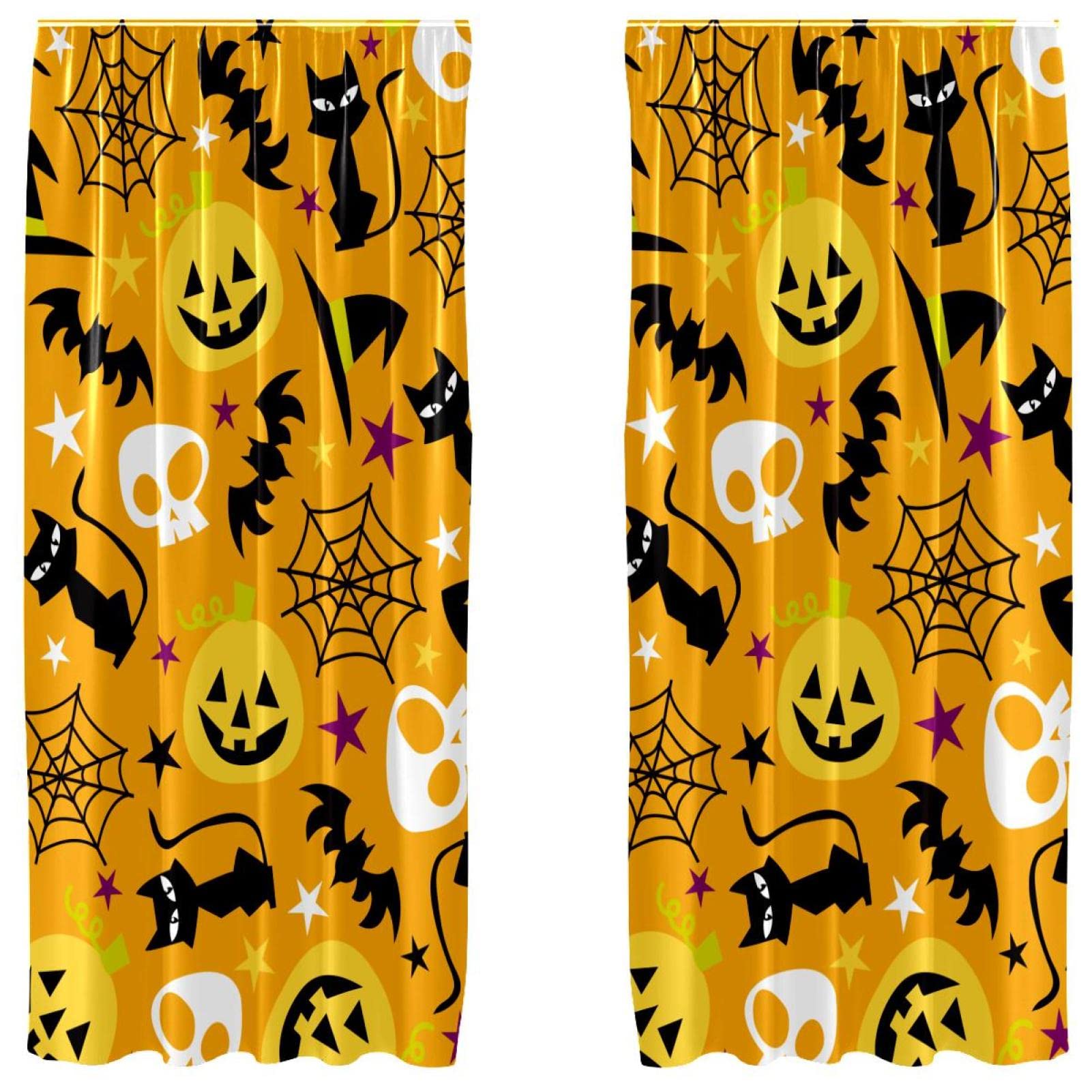 Cortinas de gato negro con caída elegante juego de 2 paneles decorativos