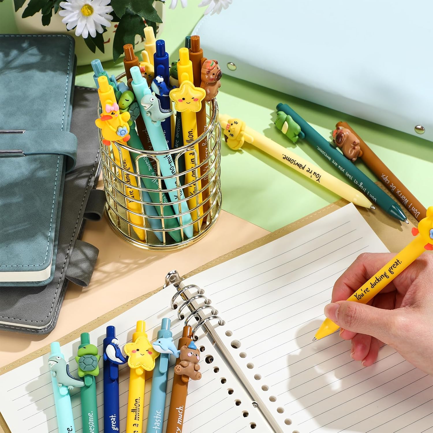 TecUnite 40 Pcs Christmas Inspirational Gifts Funny Animal Pens Bulk Motivational Animal Ballpoint Pens Positive Gift Appreciation Gifts for Teacher Students Employees Staff Nurse Coworkers Team - Image 5