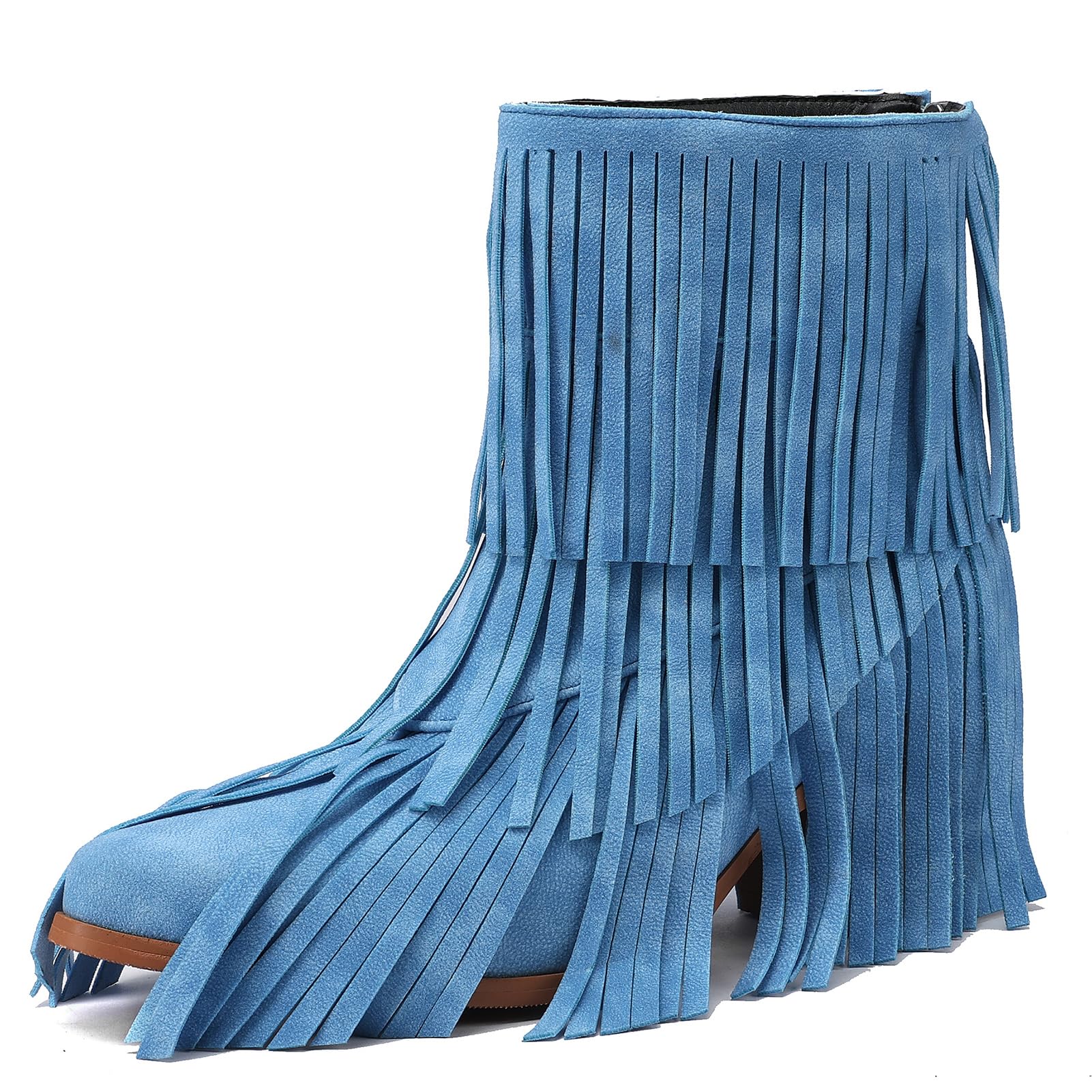 Womens Chic Ugly Cowgirl Boots Ankle High Fringe