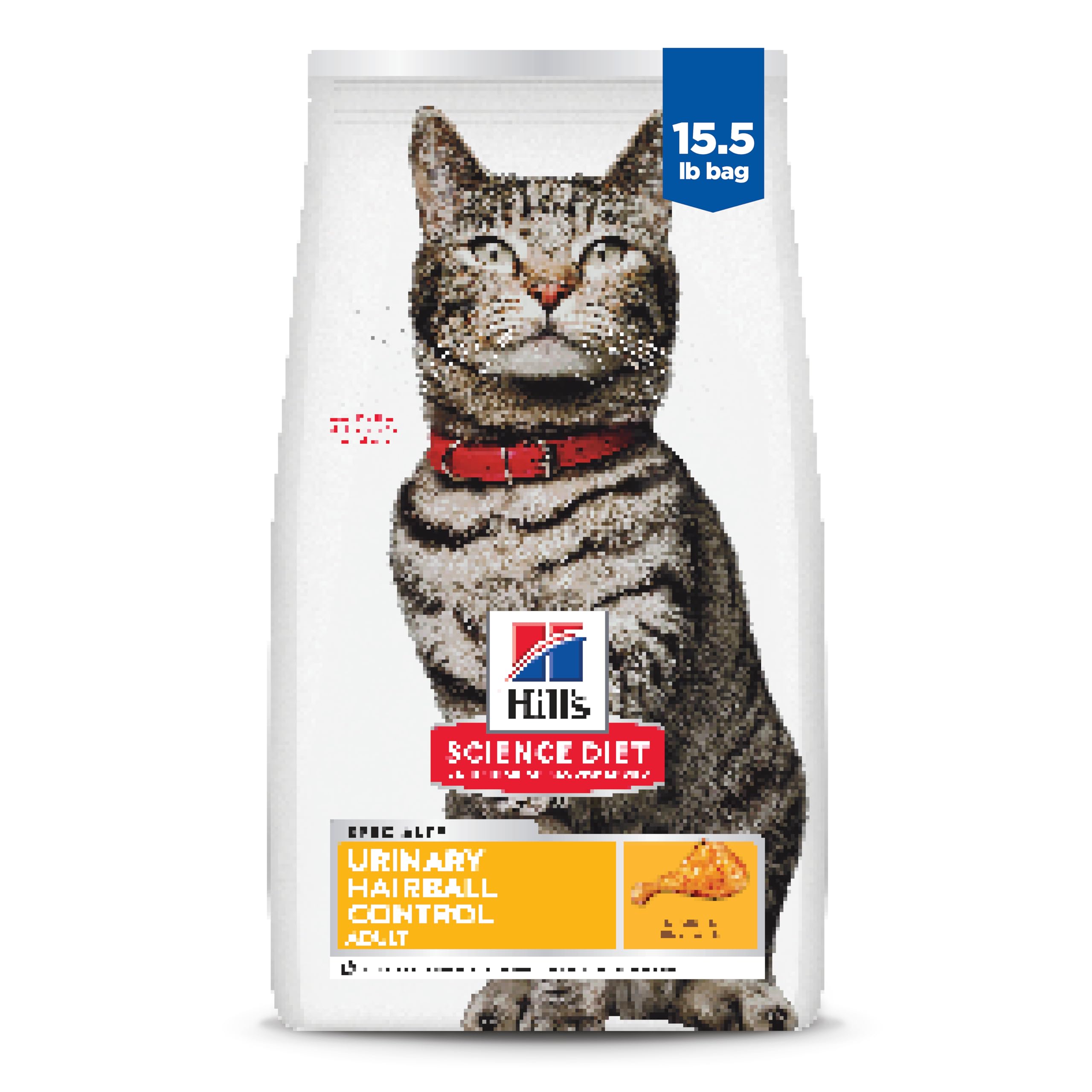 Urinary Hairball Control, Adult 1-6, Urinary Track Health & Hairball Control Support, Dry Cat Food, Chicken Recipe, 15.5 lb Bag