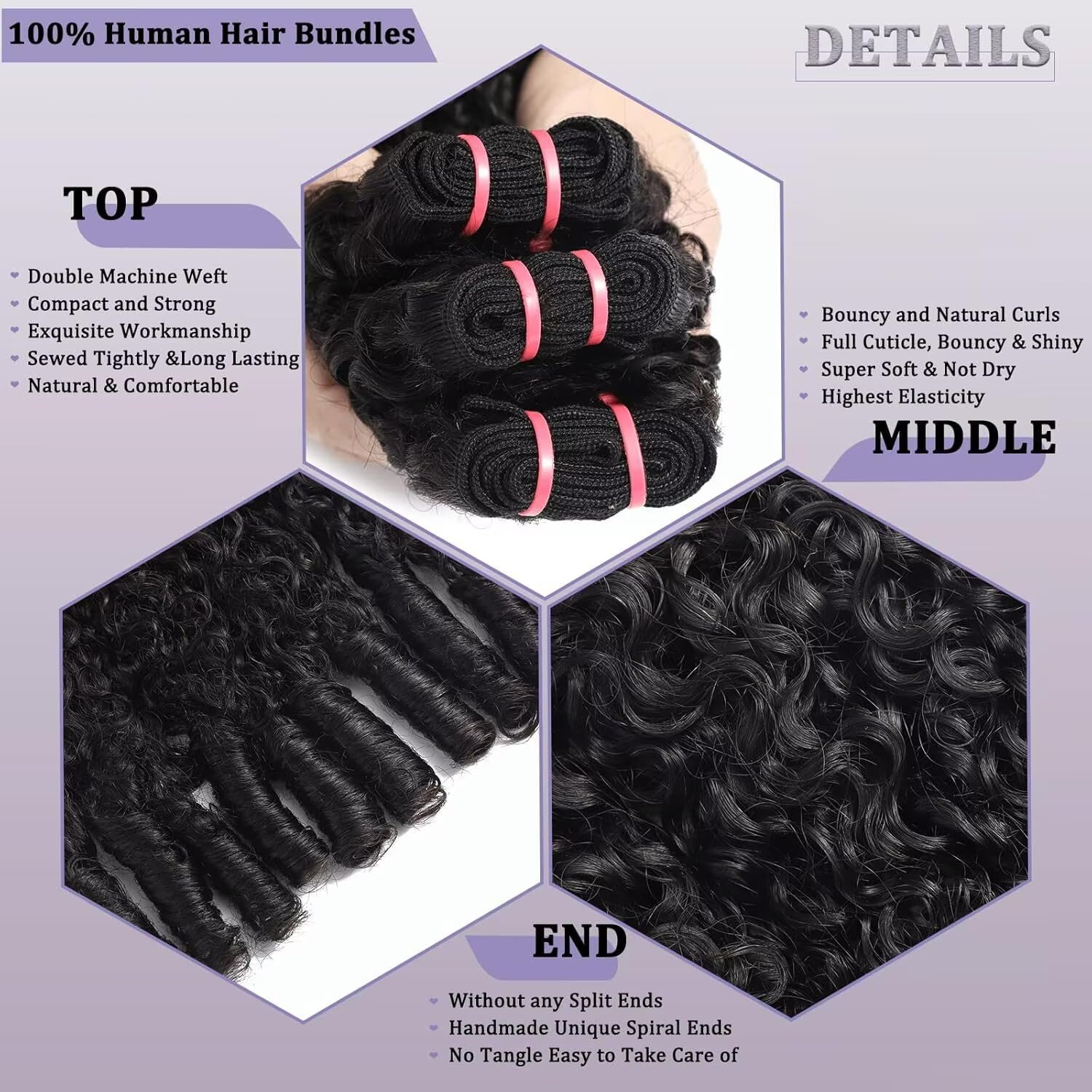 26 pouces Tissage Bresilien en lot 100% Meches Cheveux Naturel Brésilienne Burmese Curly Bundles Tissage Naturel Couleur 1 faisceaux