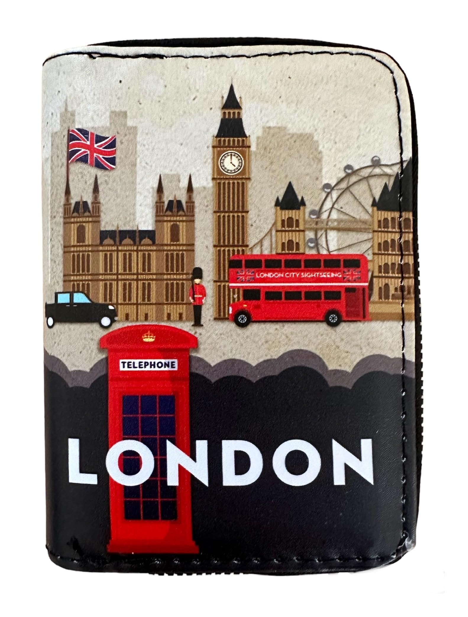 No.1 Gifts Cream London Icons Big Ben Union Jack Phone Box Red Bus Small Purse Wallet