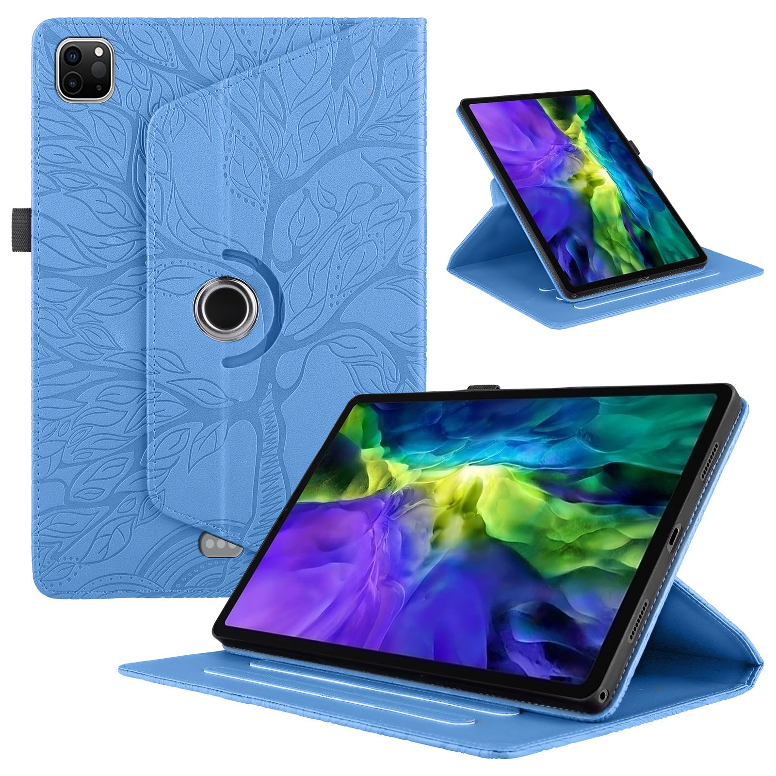 Funda para Samsung Galaxy Tab S9/ S8/ S7 11" (SM-X710/X700/T870) PU Cuero Tablets Protectora Cover 360°Carcasa Giratoria de ángulo Múltiple Stand Función Tablets Funda,Rojo Árboles — view 21