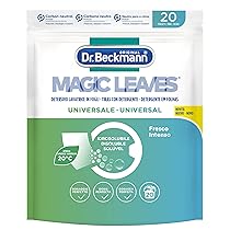 Dr. Beckmann MAGIC LEAVES Detersivo Lavatrice in fogli UNIVERSALE | Facile da usare, facile da riporre & da trasportare | 20 fogli
