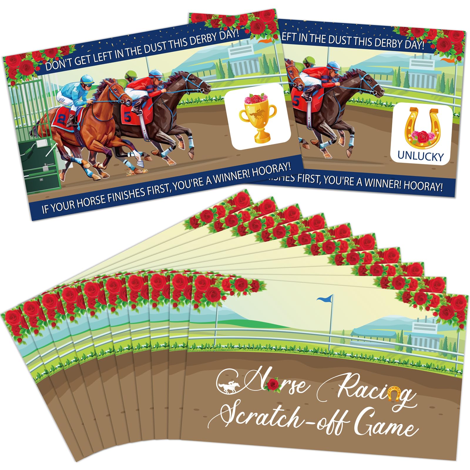 90Pcs Kentucky Horse Derby Scratch Off Cards Racing Game Party Favors Supplies Decorations