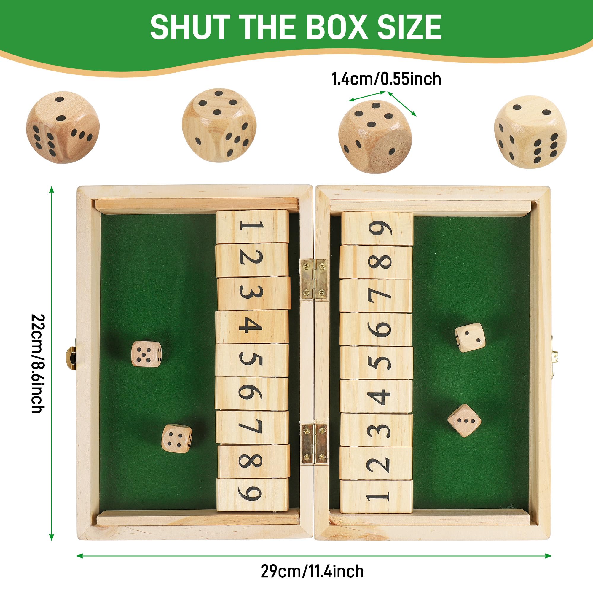 Fentar Shut the Box Game 2 Player, Puzzle Dice Games, Premium Wooden Board Game, Fun Close the Box Game - Image 4