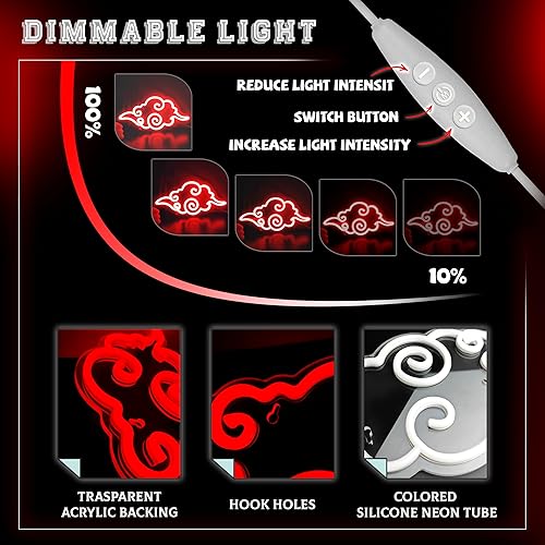 Miniatura 2 de GARUTED Letrero de neón de anime con luz LED de nube para decoración de pared, Navidad, boda, fiesta, decoración, lámpara de noche para dormitorio,