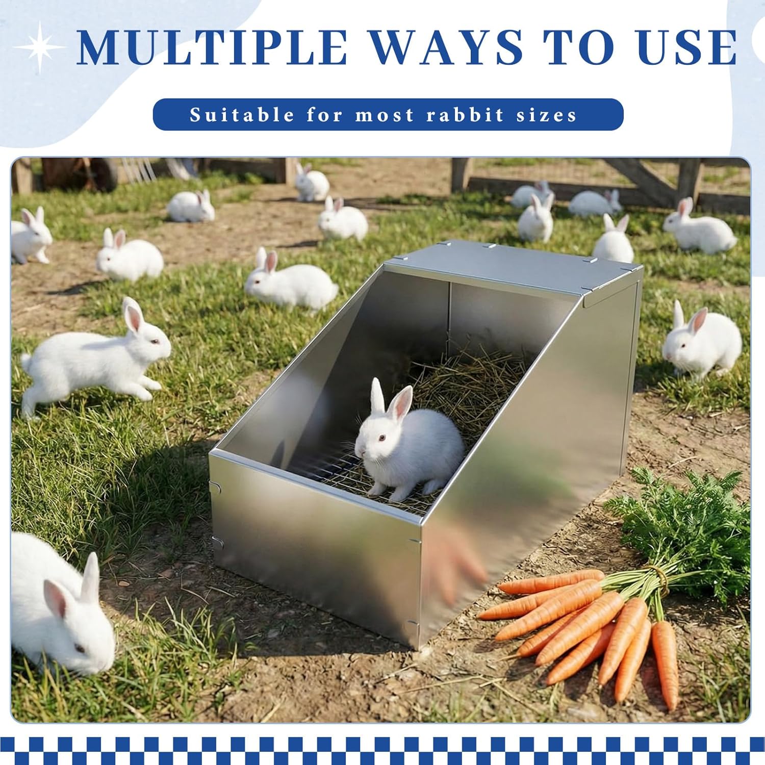 Maxcheck Galvanized Metal Rabbit Nesting Box with Removable Wire Mesh Bottom 18.5 x 10.6 x 10 Inches Bunny Small Animal Nest Durable Easy to Clean for Indoor Outdoor Use Rabbit Supplies