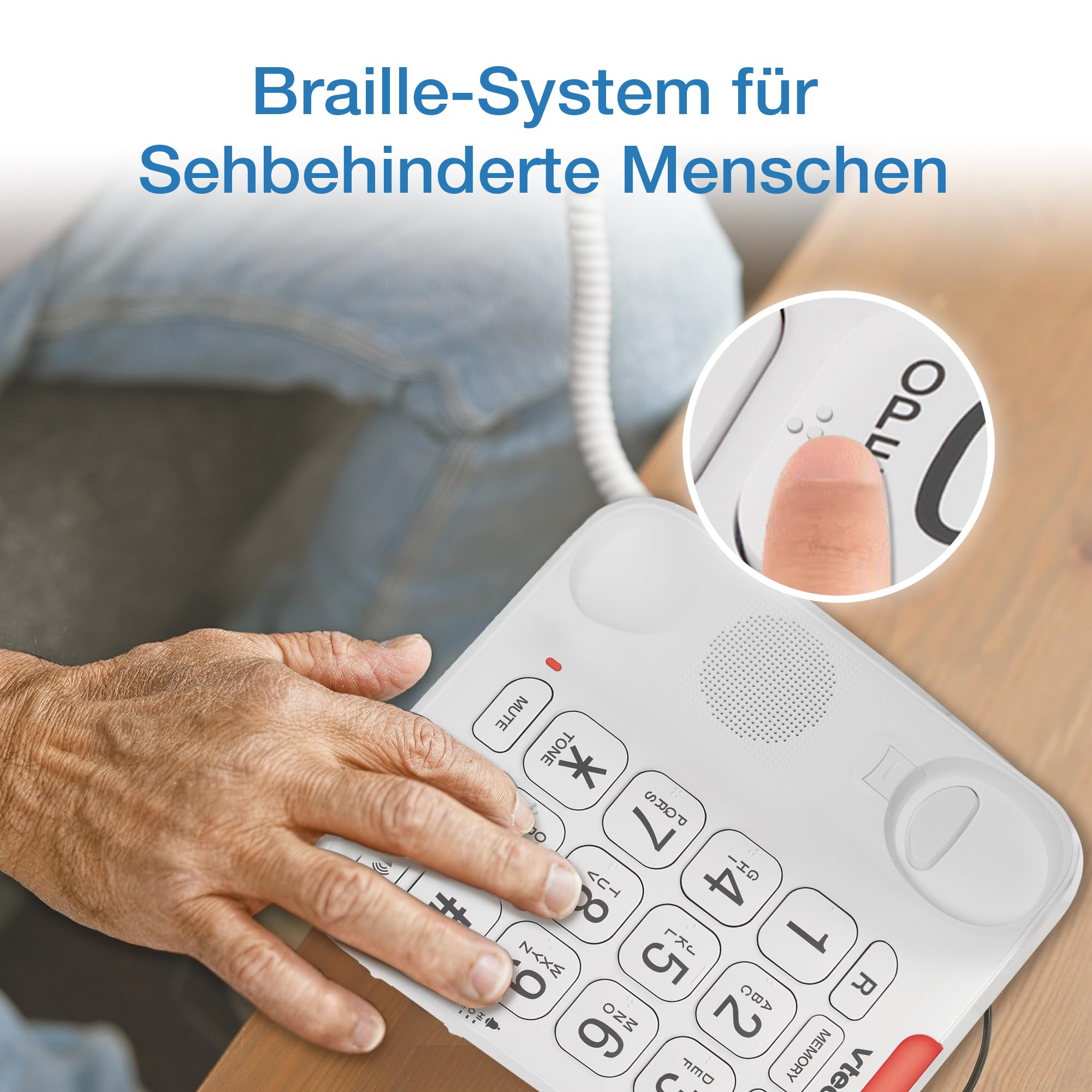 VTech CL1100 Téléphone Filaire Larges Touches pour Les séniors Con Cable Con dígitos parlantes y botón Grande, indicador Visual de Timbre, marcación rápida, altavoz