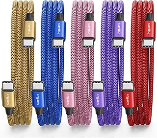 etguuds Color USB C to USB C Cable [3ft, 5-Pack], 60W Fast Charging Type C to Type C Charger Cable for Samsung Galaxy S23 S22 S21 S20 Ultra 5G, Z Flip/Fold 4 3, Note 20, Pixel 7 6 Pro & USB-C Laptop