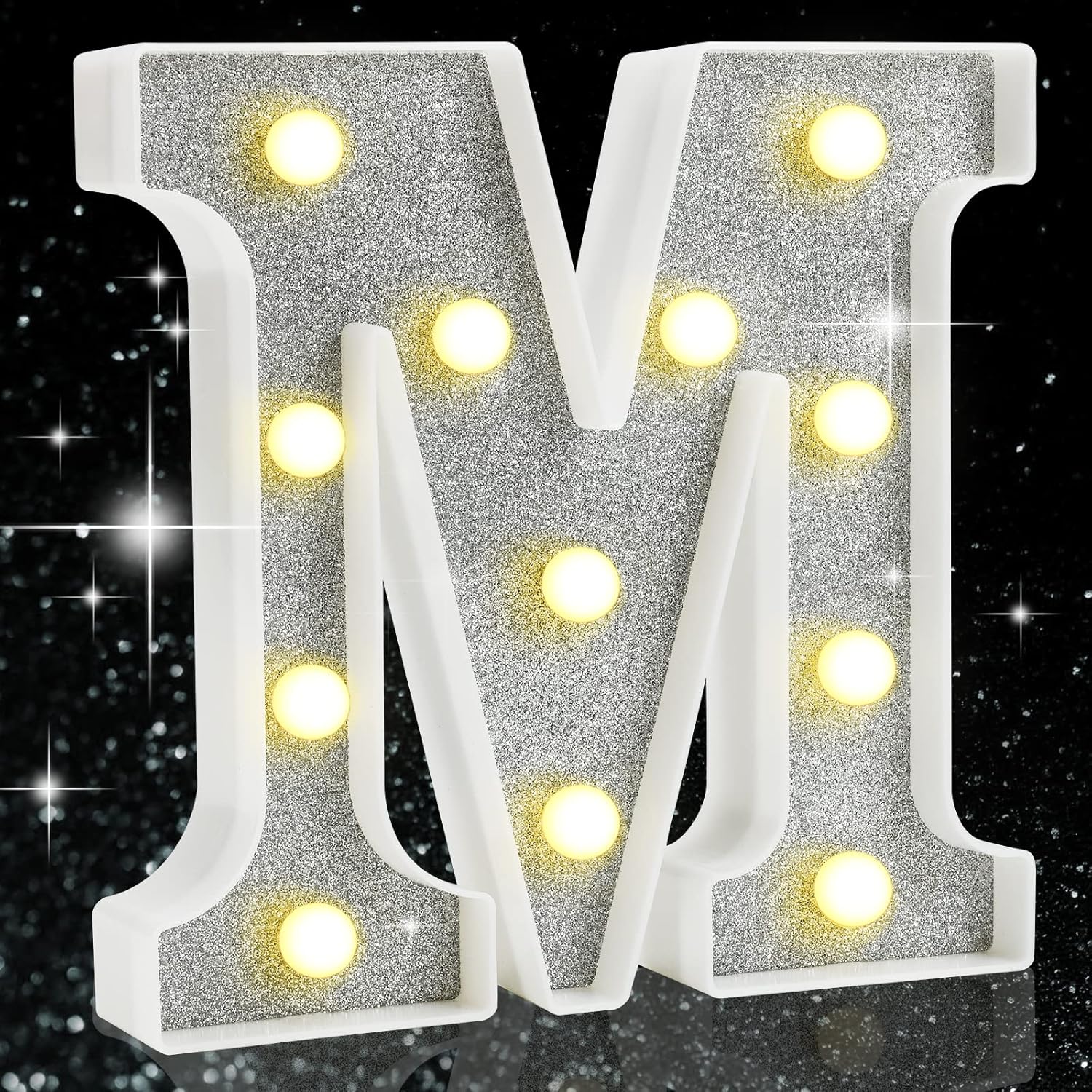 Amazon.com: LED Marquee Letter Lights, Silver Letters Glitter Alphabet ...