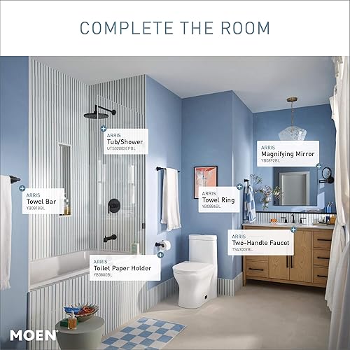 Miniatura 4 de Moen TS43002BL Arris - Kit de ajuste de grifo de baño moderno con dos manijas de 8 pulgadas, requiere válvula, negro mate