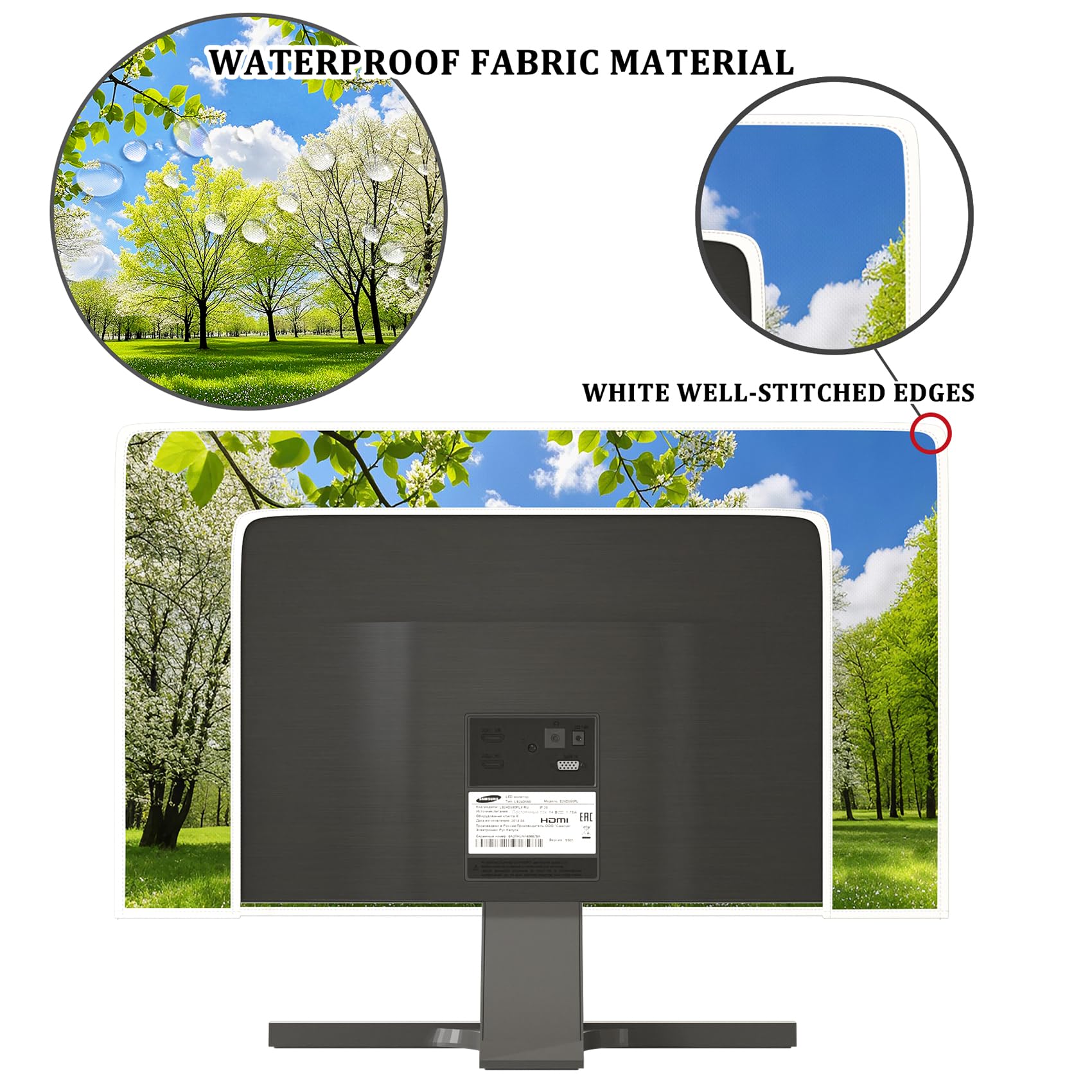 Wasserdichte Monitor-Staubschutzhüllen, 66 cm, 68 cm, 71 cm, Computer-Monitorabdeckung, kompatibel mit iMac 66-71 cm PC, Desktop und TV, Frühlingsansicht