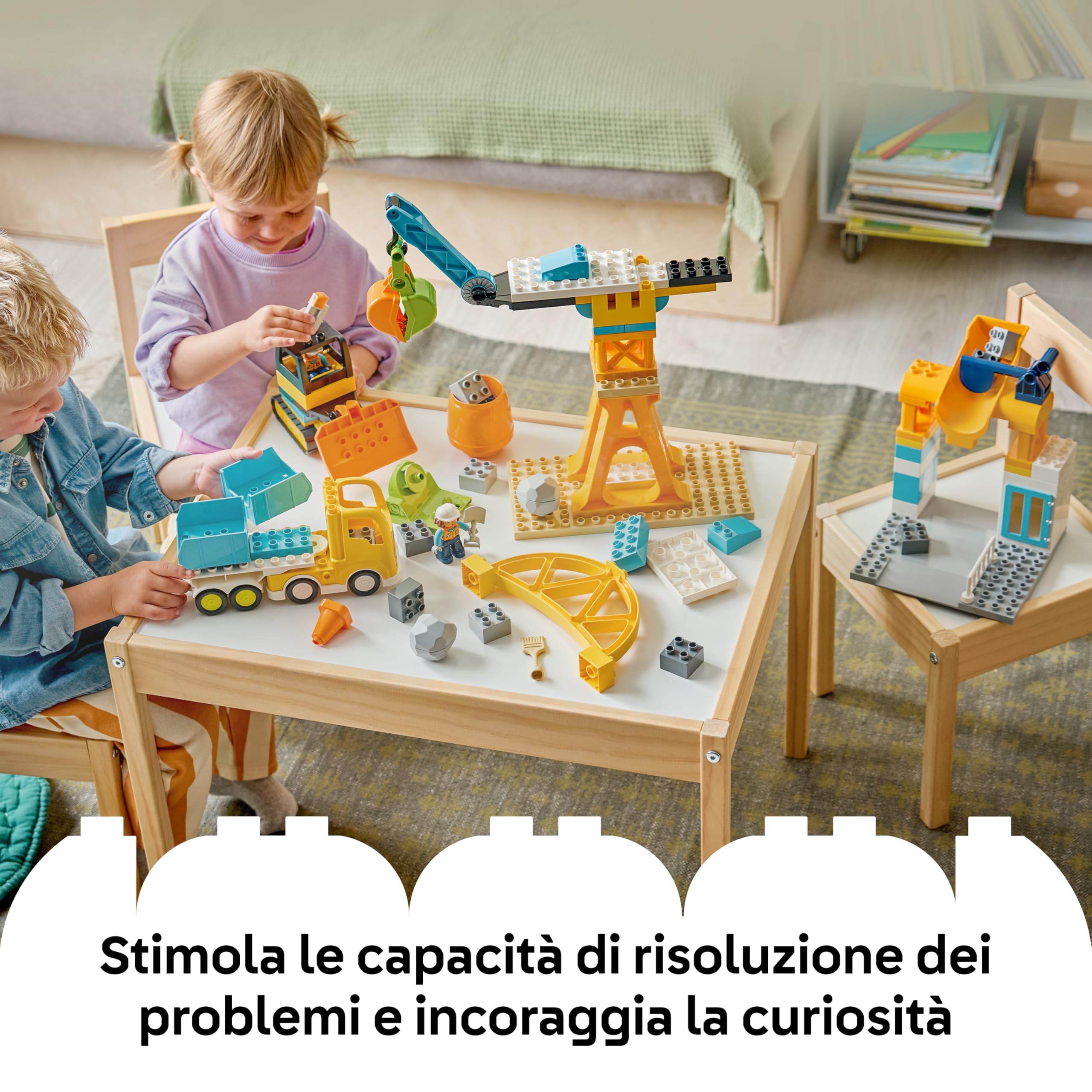 LEGO DUPLO Cantiere e Veicoli 3 in 1 - Gioco Didattico per lo Sviluppo della Motricità Fine - Include Camion Giocattolo, Gru e Escavatori - Regalo di Compleanno per Bambini e Bambine da 3 Anni - 10476