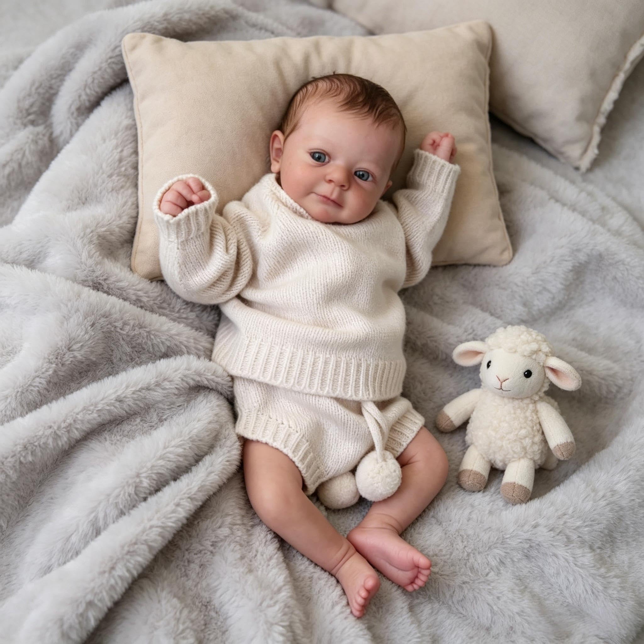 RXDOLL Prawdziwe lalki dla niemowląt, winylowe, na całe ciało, 45 cm, realistyczne, anatomicznie poprawne, dla chłopca, miękki silikon, lalka dla noworodków, z akcesoriami do karmienia, dla dzieci od