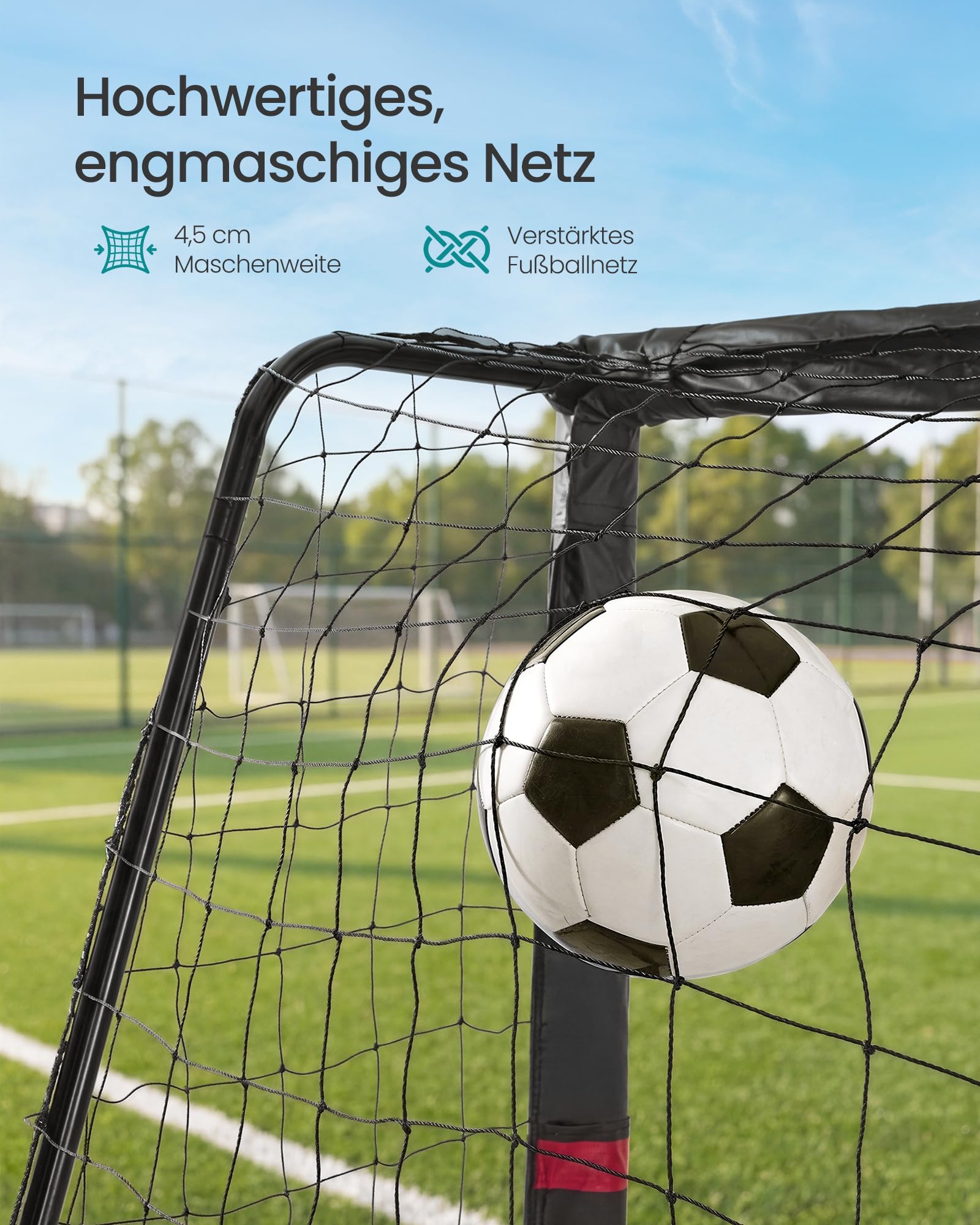 SONGMICS Fußballtor, für alle Altersgruppen, Stahlrohre, PE-Netz, Outdoor, Garten, Strand