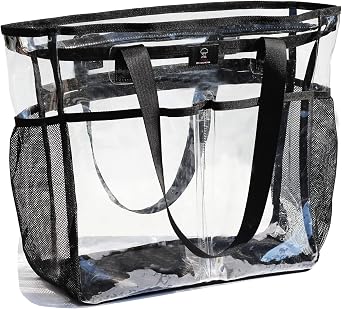 ESVAN Clear Tote bags Stadium Approved Security Travel Gym See Through Bags for Work Sports Concerts Travel Beach
