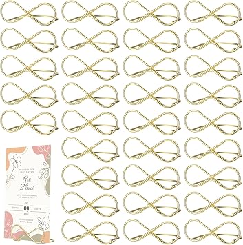 32 Pcs Metal Table Number Holders, Gold Place Card Holders, 8-Shaped Display Stands with Double-Sided Clip for Wedding Restaurant Menu Photos