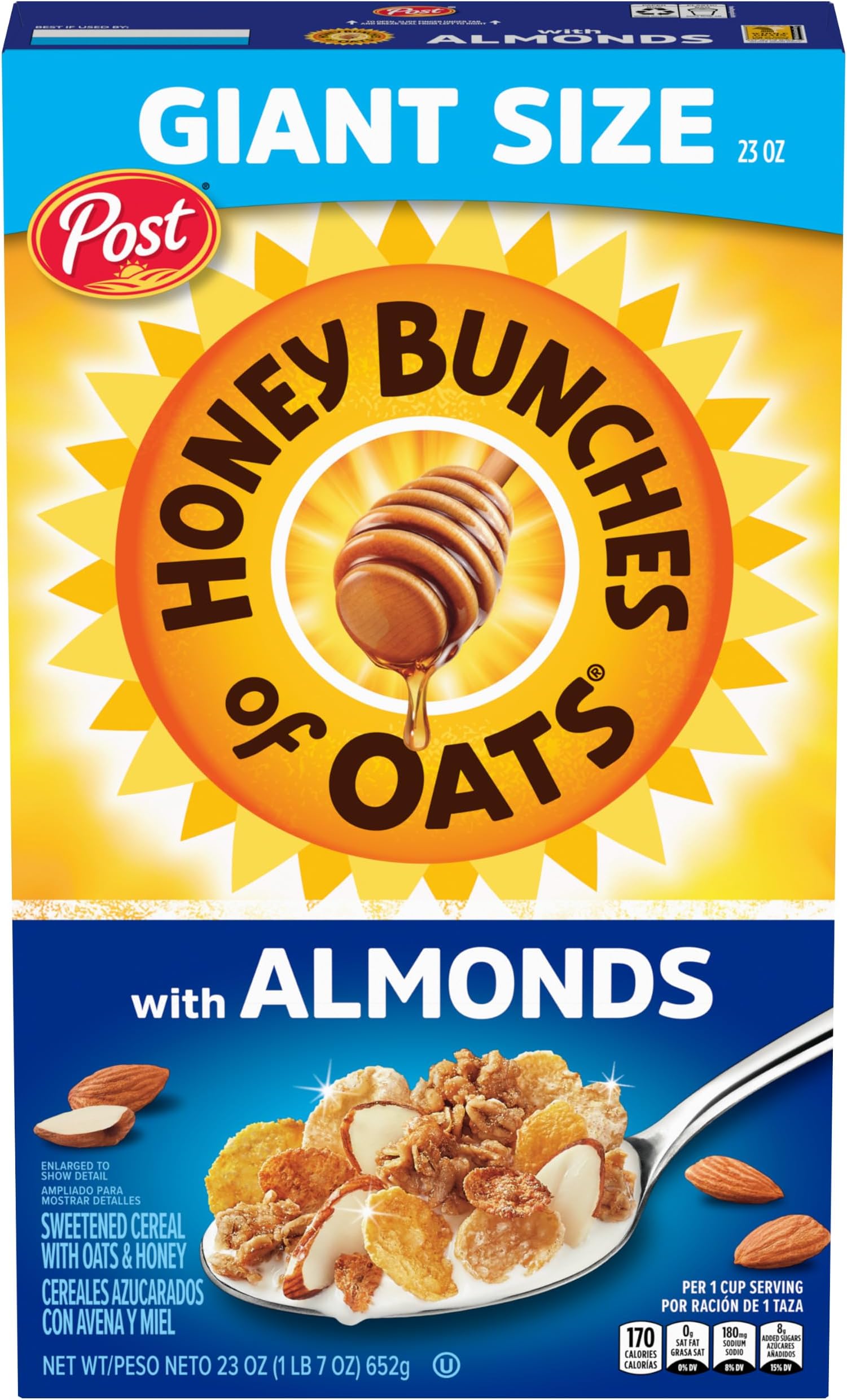 Honey Bunches of Oats with Almonds, Granola and Sliced Almonds, 23 oz Box
