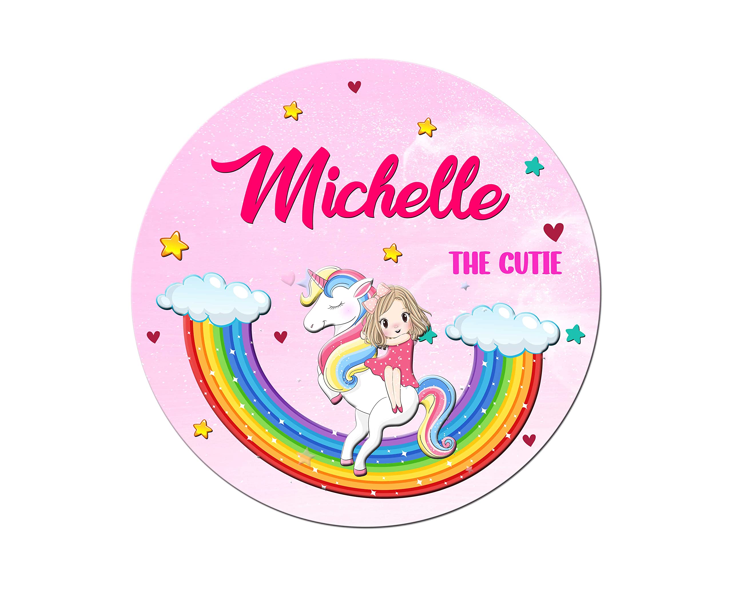 ASHVAH Unicorn Customizable Stylish Fridge Sticker Magnet - Gift on Happy Birthday for Friend, Daughter, Kids, Wife - Name - Michelle