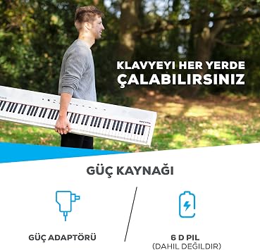 Alesis Recital White Dijital Piano Klavye 88 Tuşlu Yeni Başlayanlar İçin Yarı Ağırlıklı Tuşlu, Dahili Hoparlörlü ve Piano Dersli