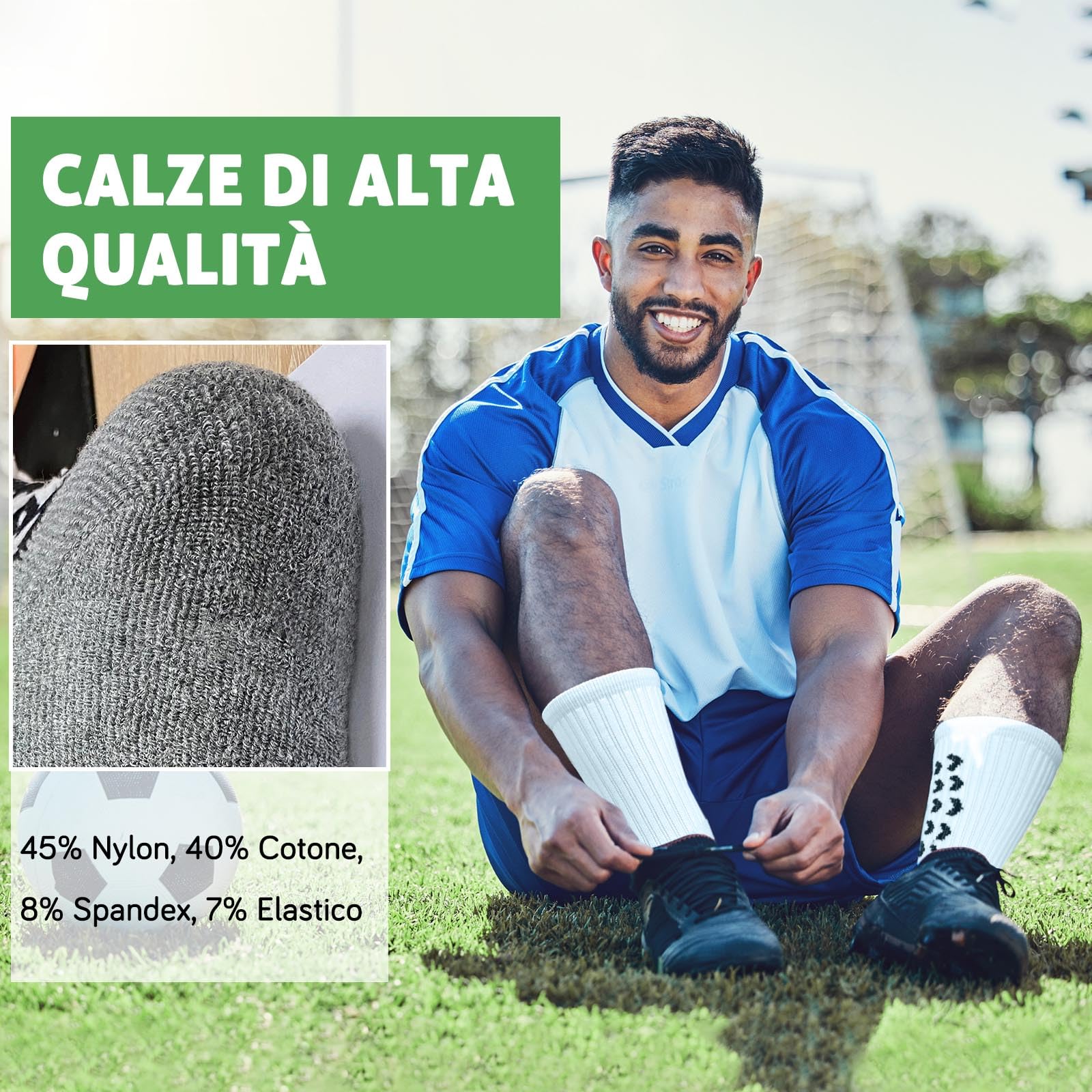 ZAKASA Calze Calcio Antiscivolo Uomo: Calzini Grip Uomo Calzettoni Sportive Per Basket Corsa Tennis Trekking