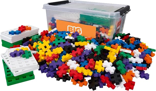 PLUS PLUS Big - 400 Piece Set w/ 10 Baseplates in Storage Tub - Interlocking Large Puzzle Building Blocks, Quiet Stem Toys for Toddlers - Gifts for Boys & Girls