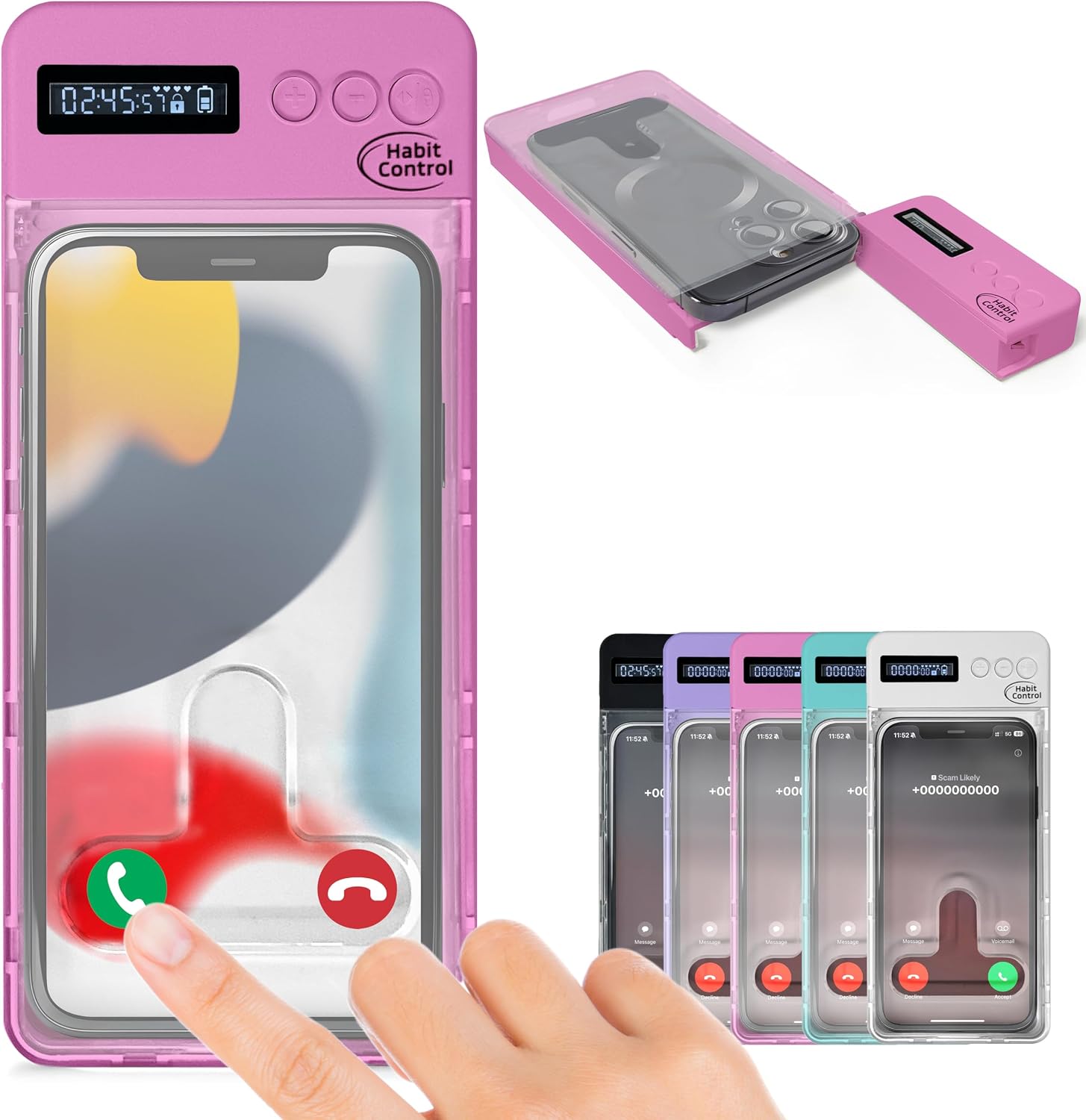 Locker Phone Holder - Timed Phone Lock Case Bad Habits, Time Locking Container, Smartphone Jail with Timer Reduce Screen Time Improve Productivity, Cell Phone Storage Box - Pink