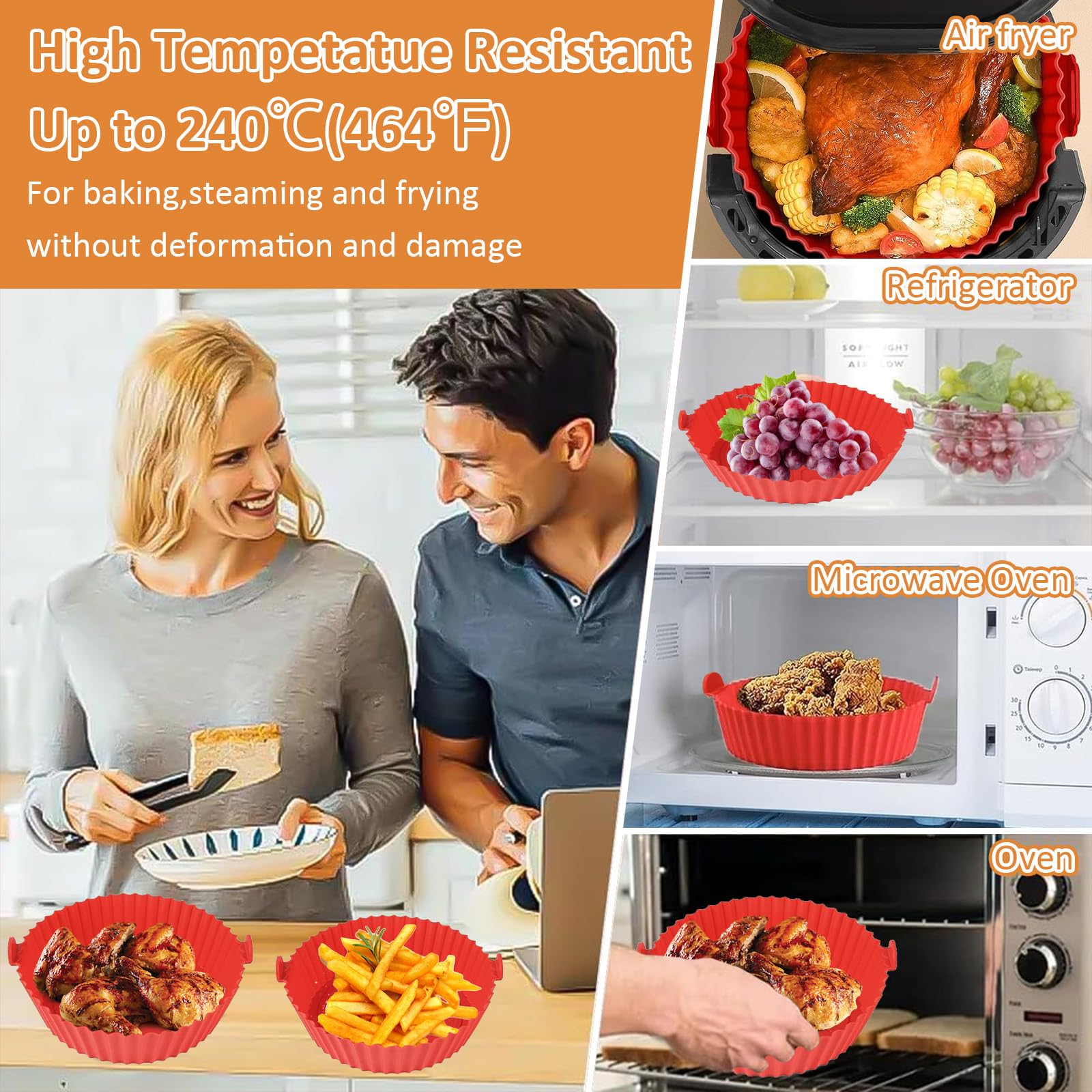 Siliconen Airfryer bak - Rond - 20 CM - Ovenschaal - Bakvorm - BPA vri