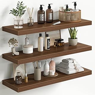 Fun Memories Floating Shelves for Wall 32 Inch Set of 3, Farmhouse Float...
