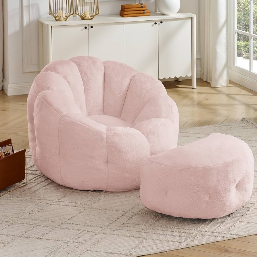 Ottoman Foam Lounge Chair HMFULE Bean Bag Chair With Ottoman