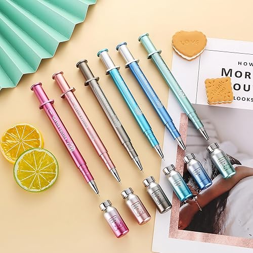 Miniatura 1 de Exasinine Bolígrafos de jeringa luminosa, jeringa de gel, bolígrafo ligero, hermosos bolígrafos para regalo, suministros de fiesta escolar y