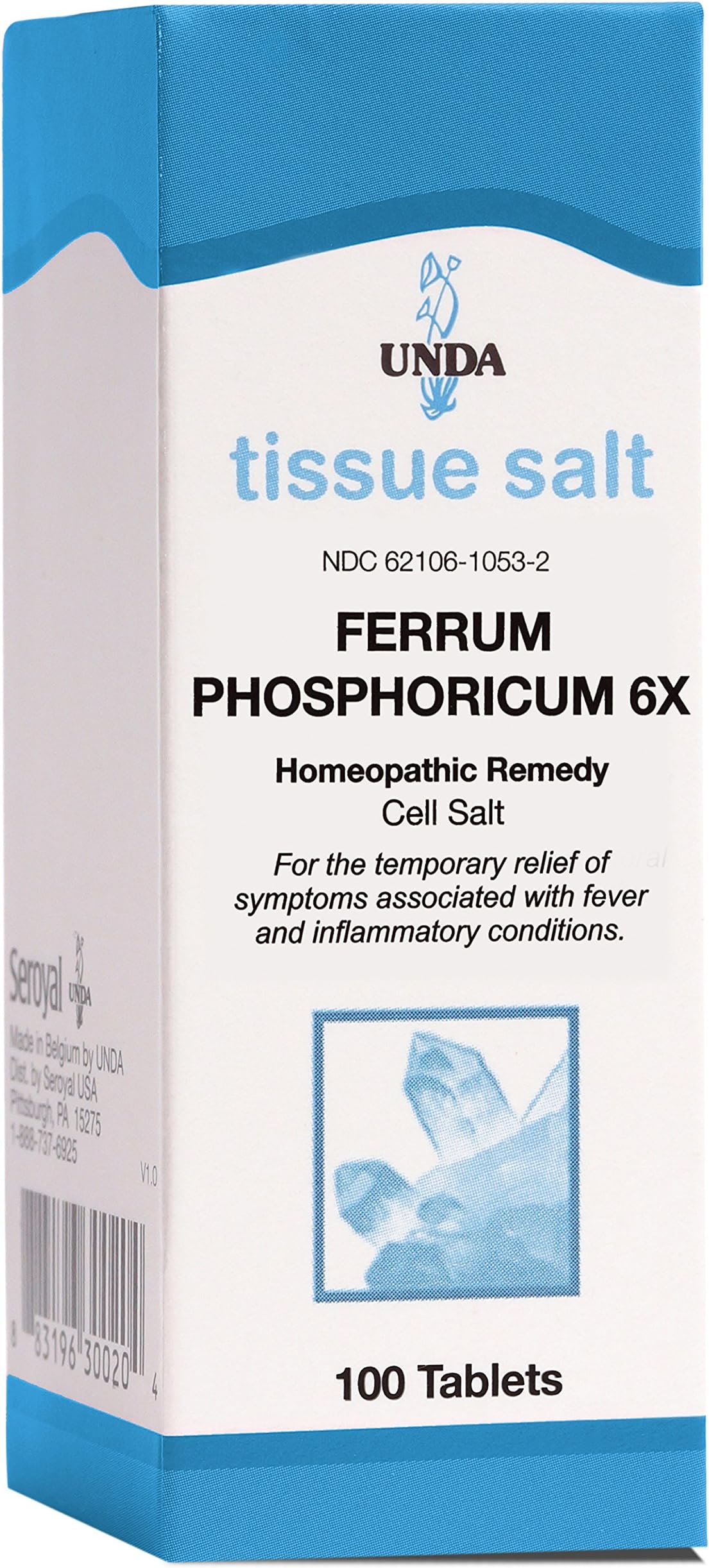 UNDA Ferrum Phosphoricum 6X | Homeopathic Remedy Supports Temporary Relief of Symptoms Associated with Fever and Minor Inflamatory Conditions | 100 Tablets
