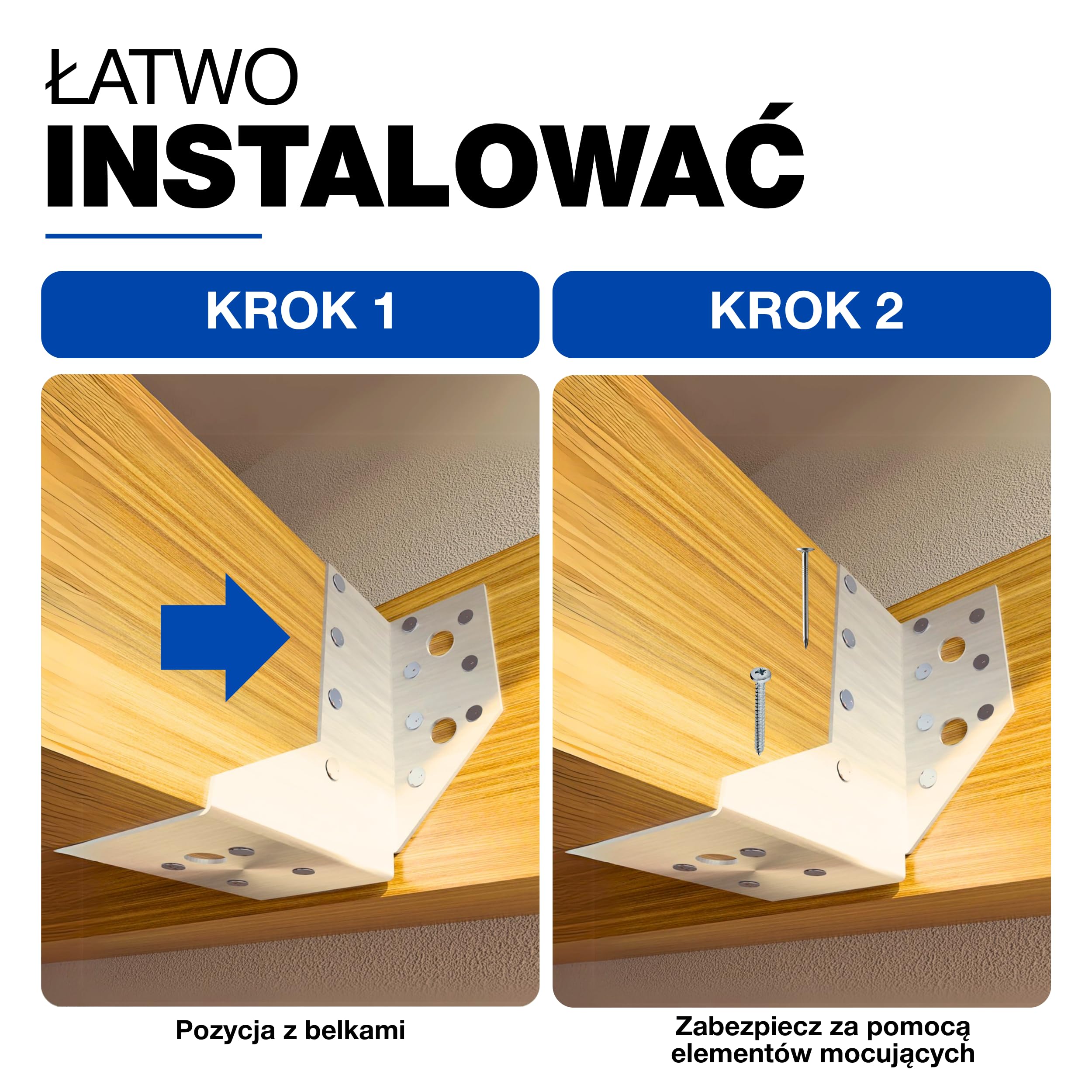 GeZu Impex Uchwyt belki typu A 48 x 137 x 2 mm Zestaw 50 ocynkowanych zewnętrznych wieszaków do belek Łącznik belki Wytrzymałe wsporniki do belek