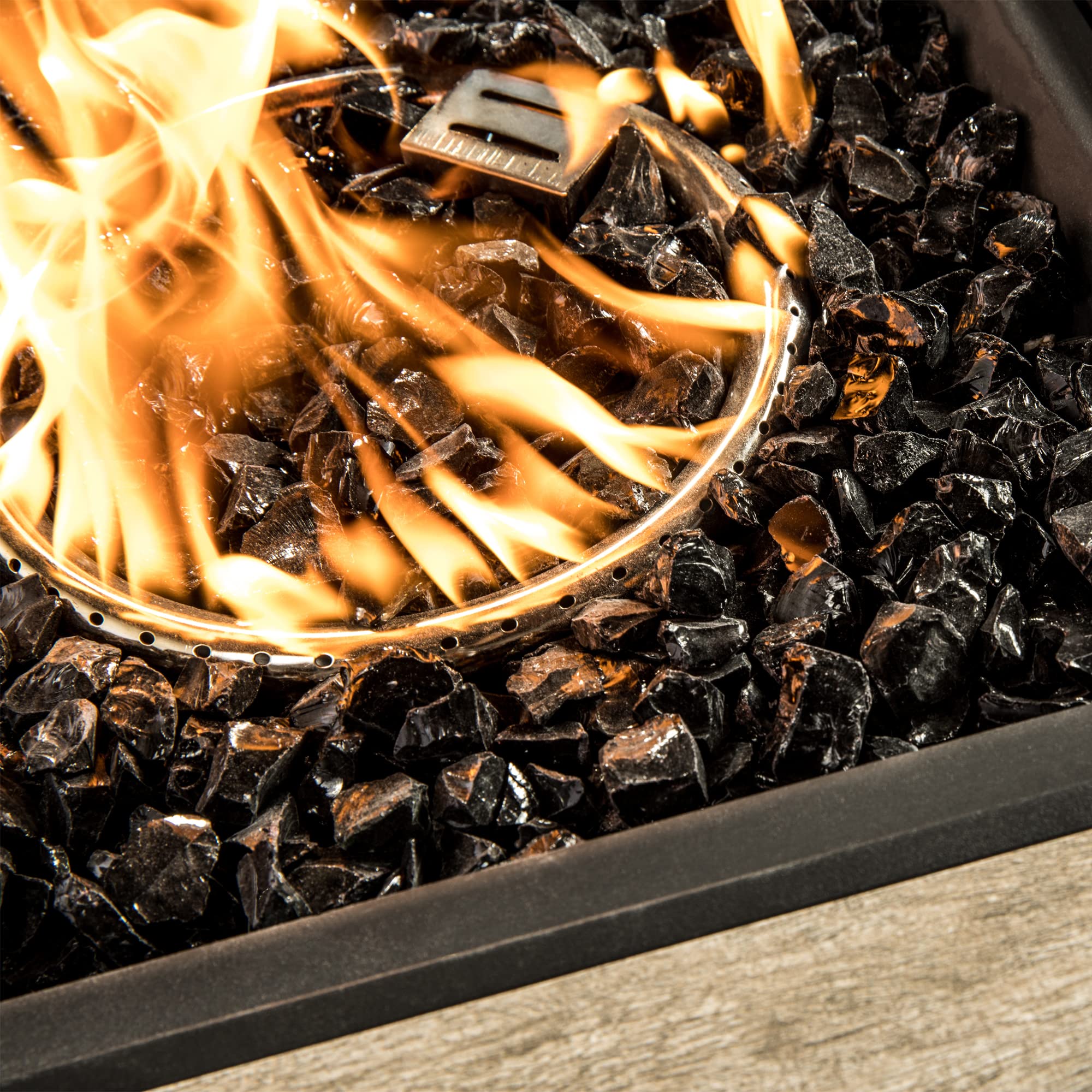 Teamson Home 4 Kg Verres de feu pour braséro à gaz d’extérieur Jardin Verre trempé Noir PT-FG0003 | Verre à Feu Trempé Réfléchissant, Sans Danger pour Foyers à Gaz de Jardin Extérieur, Propane
