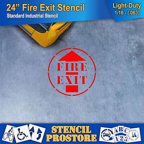 Miniatura 3 de Plantilla de seguridad para marcado de piso, plantilla de salida de incendios de 24 pulgadas, 24 x 24 x 116 pulgadas (63 mil), ligera