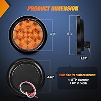 Vista 9 de Nilight 4 pulgadas redondas luces traseras de remolque con ojales de montaje empotrado, enchufes con soportes de montaje, 2 piezas, luces de giro