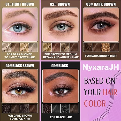 Miniatura 3 de Juego de bolígrafo y gel 2 en 1, 4 puntas, moldeador de cejas ultra preciso, 5 tonos a juego de color de cabello, gel de sellado transparente,