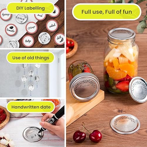 Miniatura 5 de 24 tapas para conservas de boca regular para tarros Ball, Kerr  Tapas de tarros de metal grueso tipo dividido para conservas, material de grado