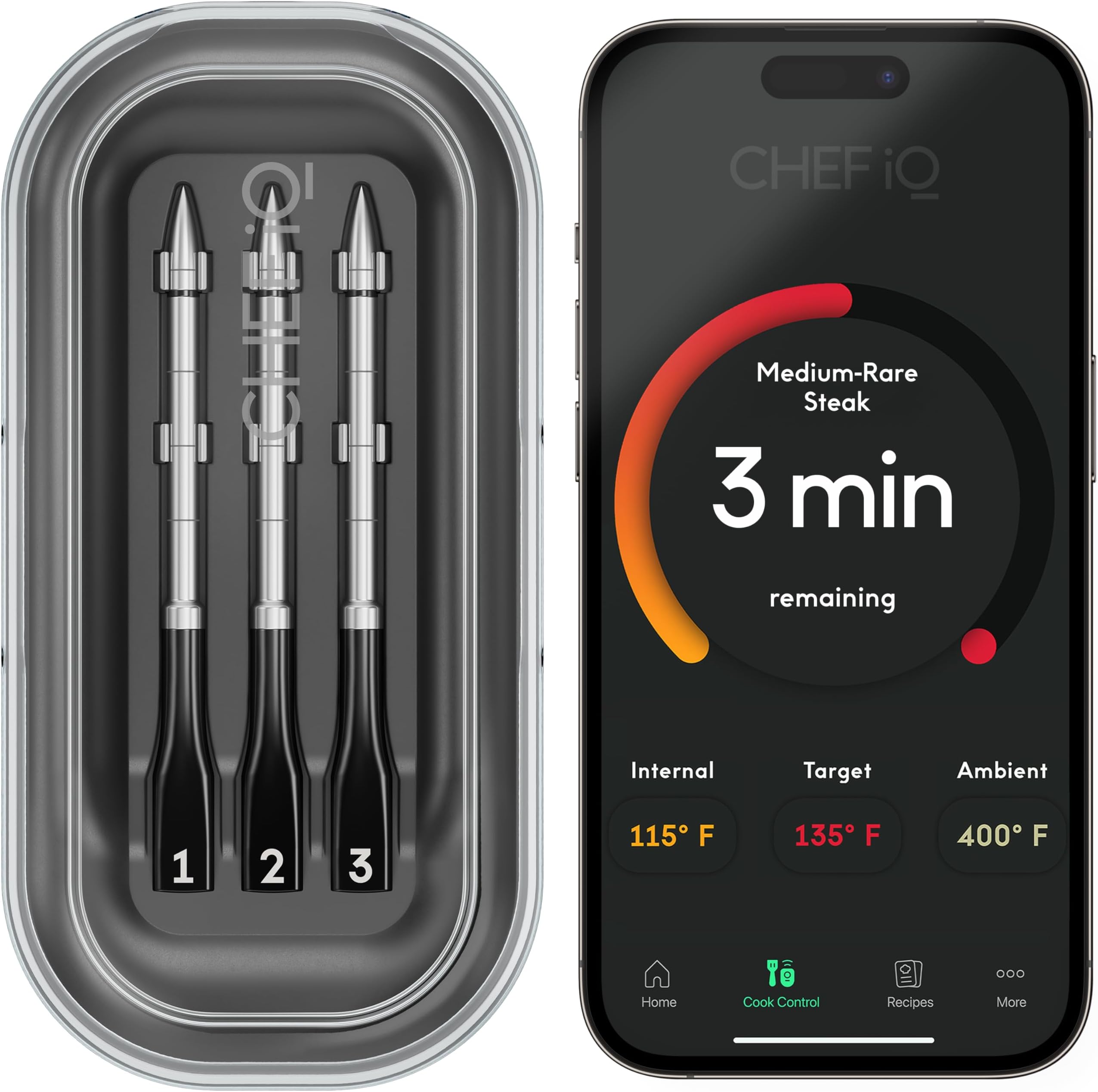 Sense Smart Wireless MeatThermometer with 3 Ultra-Thin Probes, Unlimited Range Bluetooth Digital Food Thermometer for Remote Monitoring of BBQ Grill, Oven