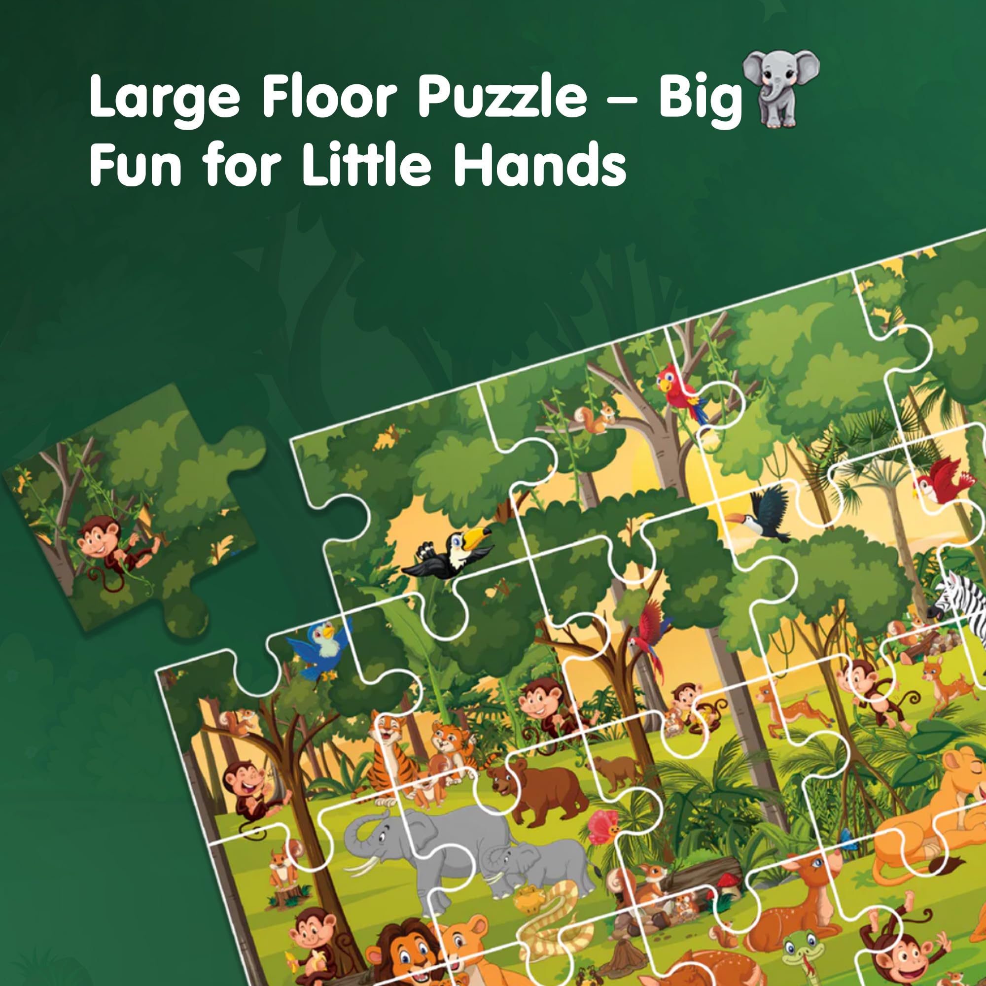 Toysaga Find The Character | Animals! Jungle Fun | 30 Pieces Floor Jigsaw Puzzle for Kids 3+ Years | Find The Squirrel & Coloring DIY Activity | Wild Animals Jigsaw Puzzle 4